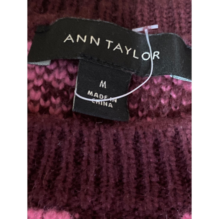 Ann Taylor Pink Zebra Animal Print Tiger Long Sleeve Knit Sweater Top Size M