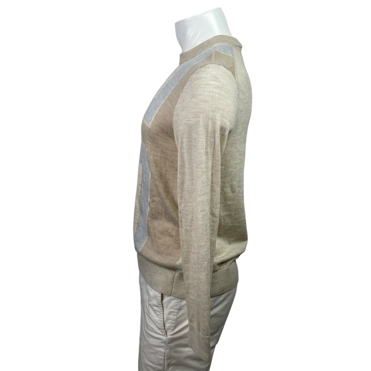 Ted Baker Roika Men's Beige 100% Wool Crewneck Long Sleeve Sweater Top Size M