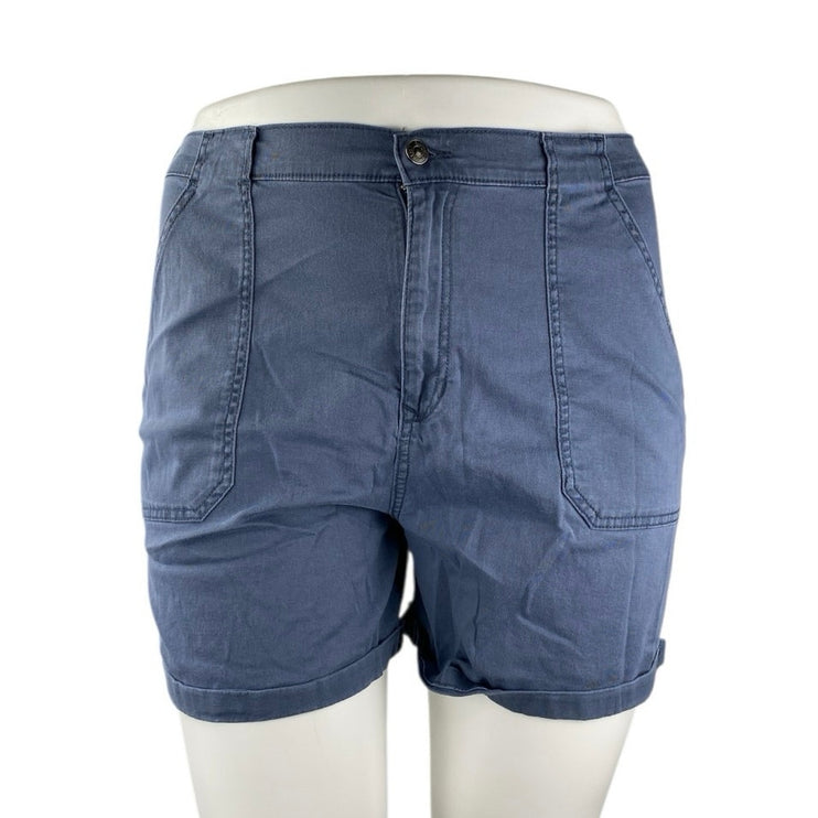 Gloria Vanderbilt Womens Gray Blue Twill High Waisted Wide Leg Utility Shorts XL