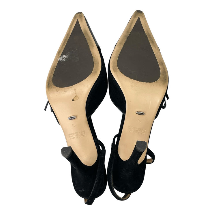 Tony Bianco Harmony Women's Black Suede Pointed Toe Slingback Heels Sandals 10