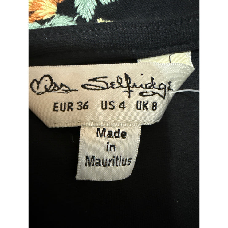 Miss Selfridge Black Floral Embroidered Sleeveless Cami Camisole Crop Tank Top 4