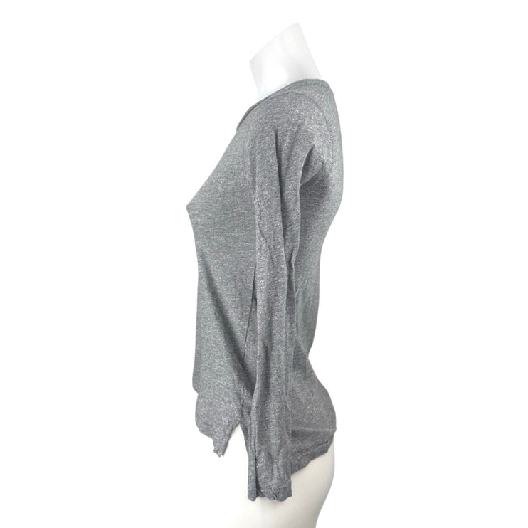 Madewell Womens Gray Heather Knit Long Sleeve Round Neck T Shirt Tee Top Size XS