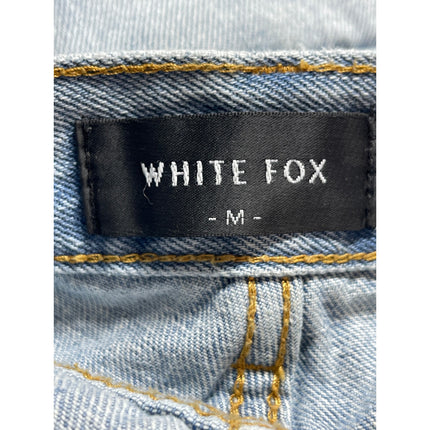 White Fox Women's Blue Light Wash Wide Leg Baggy Loose Fit Denim Jeans Size M