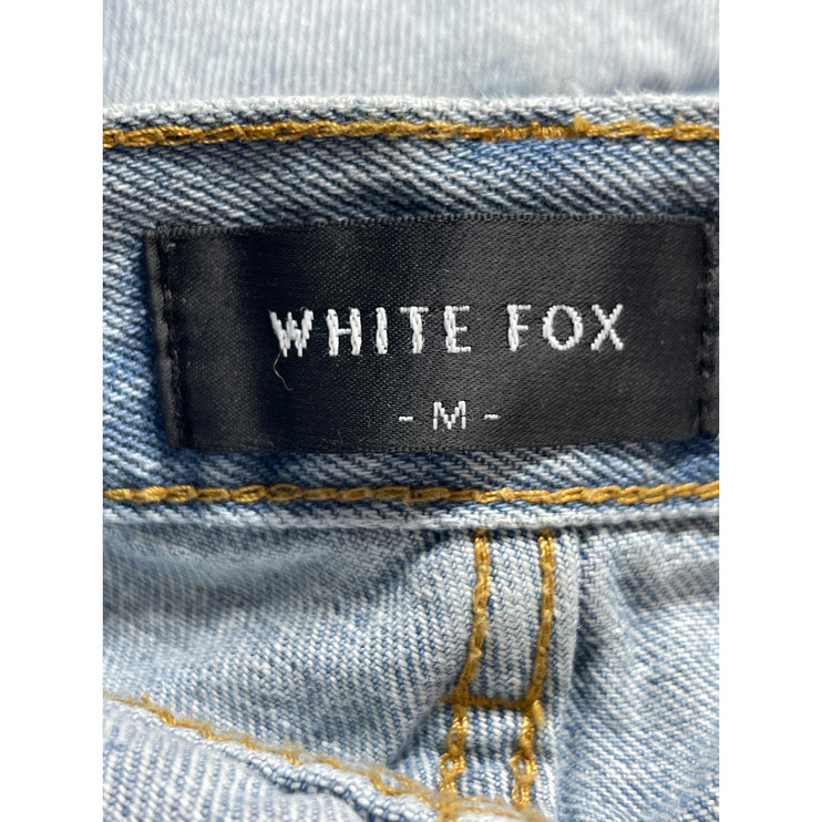 White Fox Women's Blue Light Wash Wide Leg Baggy Loose Fit Denim Jeans Size M