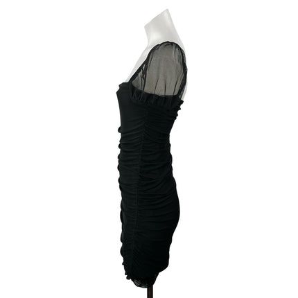 Princess Polly Black Short Sleeve Mesh Square Neck Mini Bodycon Dress Size 6