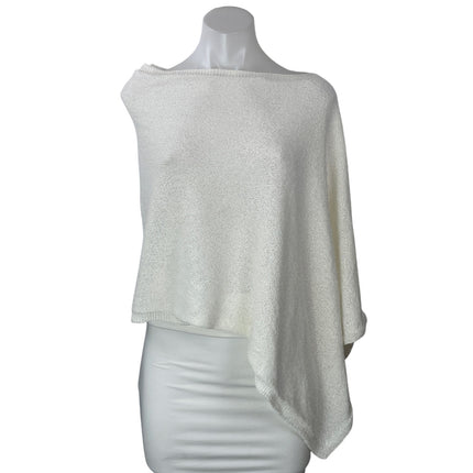 Princess Polly Rouse White Off The Shoulder Knit Flowy Poncho Wrap Cover Up S/M