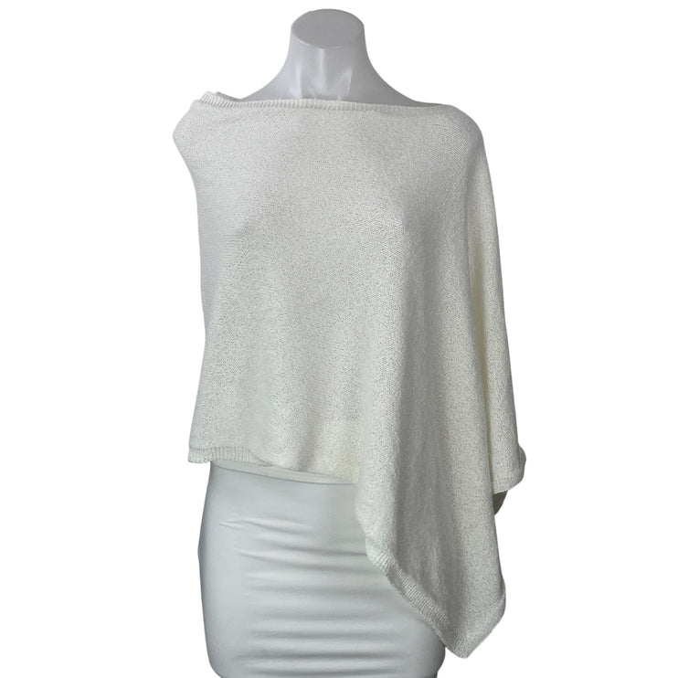 Princess Polly Rouse White Off The Shoulder Knit Flowy Poncho Wrap Cover Up S/M