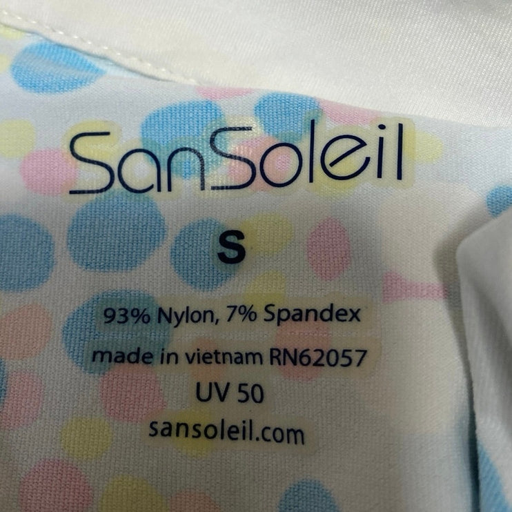SanSoleil Blue Multicolor Polka Dots Sleeveless Quarter Zip Mini Dress Size S