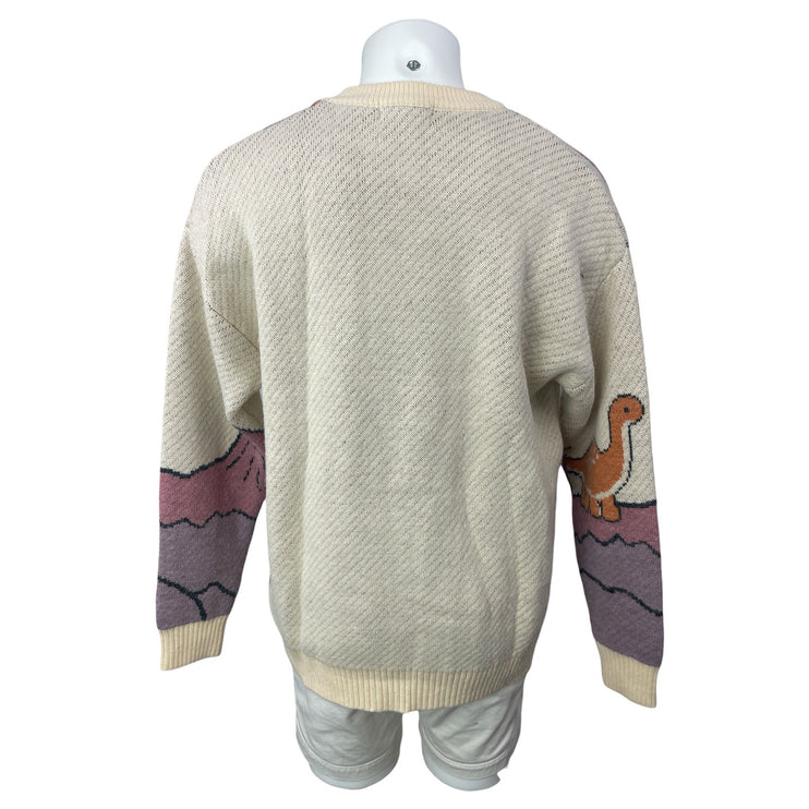 Vamtac Men's Multicolor Dinosaur Crew Neck Long Sleeve Sweatshirt Sweater Top M
