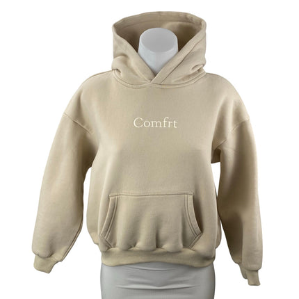 Comfrt Signature Hoodie Beige Embroidered Long Sleeve Sweater Sweatshirt Top XL