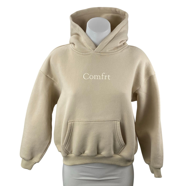 Comfrt Signature Hoodie Beige Embroidered Long Sleeve Sweater Sweatshirt Top XL