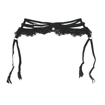 Aubade Women's Black Lace Sheer Corset Garter Belt Waist Cincher Lingerie Size S