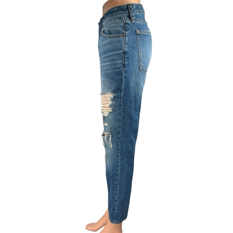 Abercrombie & Fitch Ames Blue Slim Boyfriend Distressed Straight Denim Jeans 6