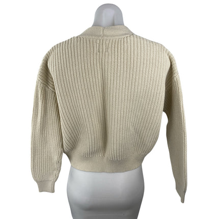 Gap Women's Beige Ribbed Knit Long Sleeve Button Up Cardigan Sweater Top Size S