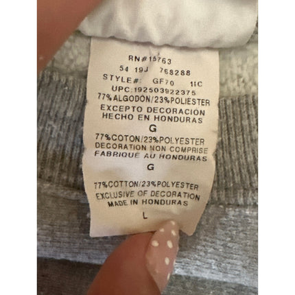 Champion Reverse Weave Gray Pink Logo Spellout Long Sleeve Sweatshirt Top Size L