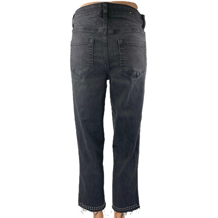 Vince Camuto Women's Black Straight Leg High Waist Studded Crop Denim Jeans 28