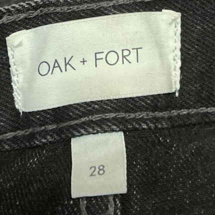 Oak + Fort Women's Black High Waisted Wide Leg Baggy Denim Jeans Pants Size 28