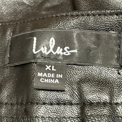 Lulus Women's Black Faux Vegan Leather Zipper Slit Mini Pencil Skirt Size XL