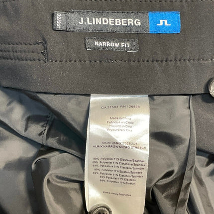 J. Lindeberg Men's Black Straight Leg Narrow Fit Chino Khaki Trousers Pants 32