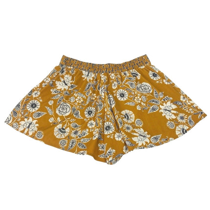 B.O.G Collective Yellow Floral Print Elastic Waist Casual Flowy Shorts Size M