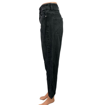 Zara Women's Black Washed Straight Leg Casual High Waisted Denim Jeans Size 2