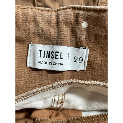 Tinsel Women's Brown Polka Dots High Rise Tie Belted Denim Jean Shorts Size 29