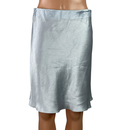 Aritzia Babaton Womens Blue Silk Satin Elastic Waist Straight Mini Slip Skirt 10