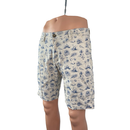 OP Ocean Pacific Men's Beige Hawaiian Beach Bermuda Chino Khaki Shorts Size 34