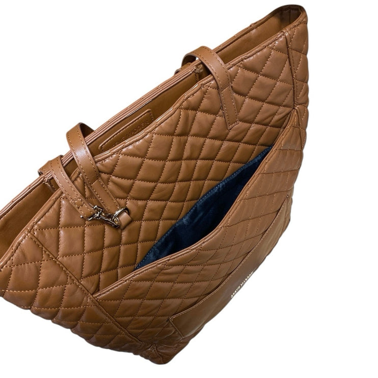 Steve Madden Bkimmy Womens Brown Quilted Faux Vegan Leather Tote Shoulder Bag OS