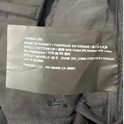 NEW $225 Theory Men’s Black Zaine Ankle Stretch Straight Chino Pants Size 36
