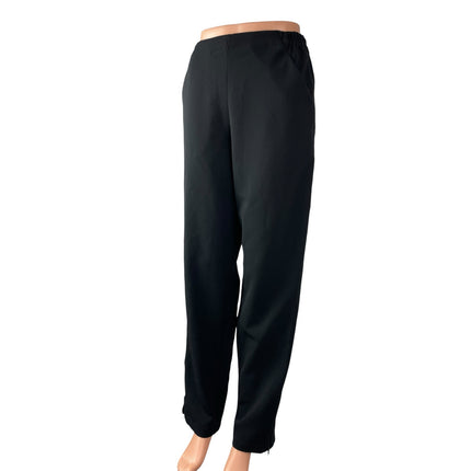 Harvey Faircloth Black High Rise Elastic Waist Straight Trousers Dress Pants M