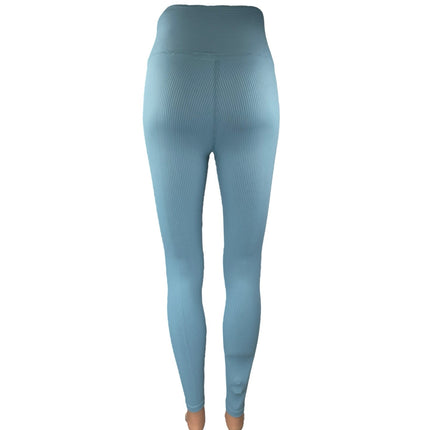 Year Of Ours x Bandier Blue Ribbed Tie Front Skinny Trousers Leggings Pants S