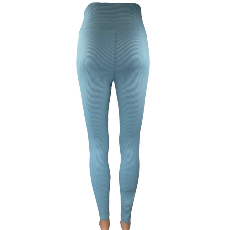 Year Of Ours x Bandier Blue Ribbed Tie Front Skinny Trousers Leggings Pants S
