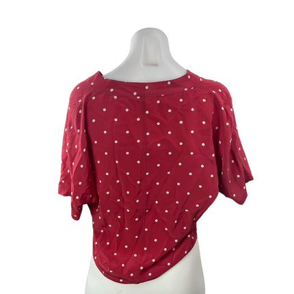 Rails Women's Red Polka Dots 100% Silk Short Sleeve Button Up Blouse Top Sz XS