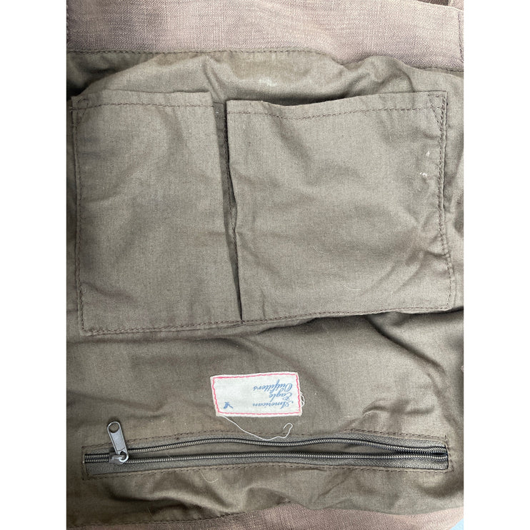 American Eagle Outfitters Tan Floral Embroidered Double Strap Tote Shoulder Bag