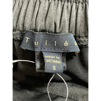 Tulléa Black Satin High Rise Baggy Wide Leg Utility Cargo Trouser Pants Size S