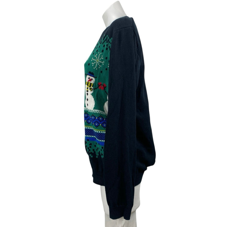 Mossimo Supply Co Women's Black Snowman Christmas Sweatshirt Sweater Top Size M