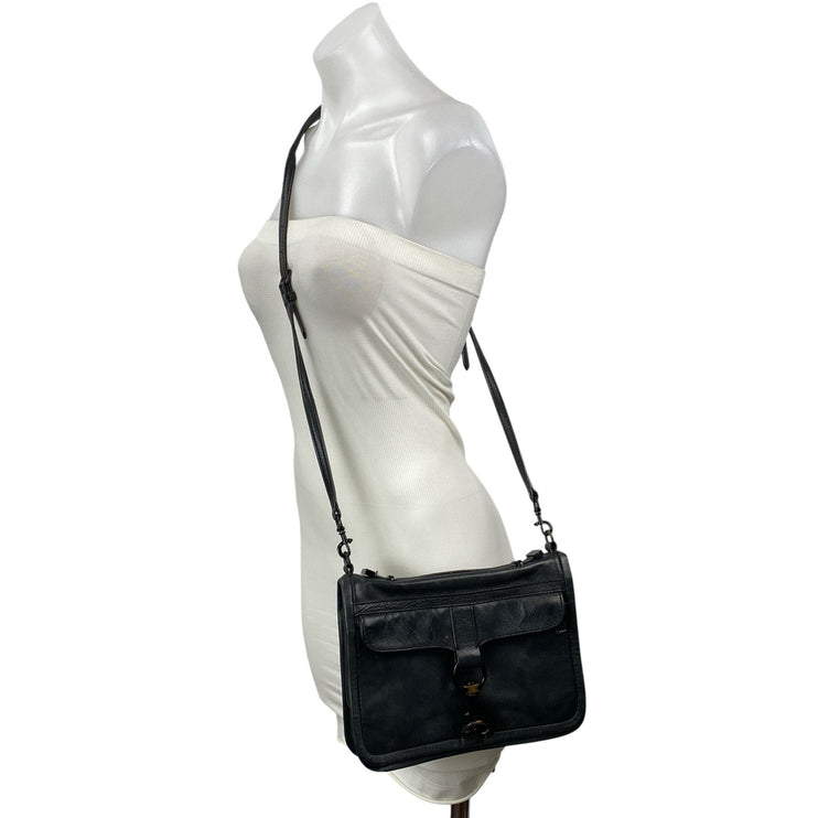 Rebecca Minkoff Mini MAC Black Crossbody Leather Adjustable Satchel Handbag OS
