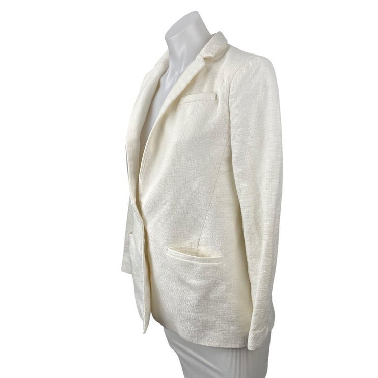 Banana Republic White Collared Long Sleeve Single Breasted Blazer Coat Jacket 2P