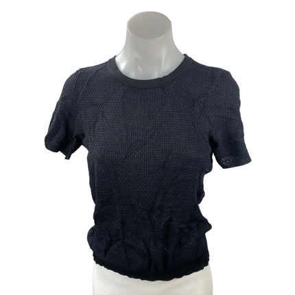 Zara Women's Black Knit Short Sleeve Crew Neck Sweater T Shirt Tee Top Size M