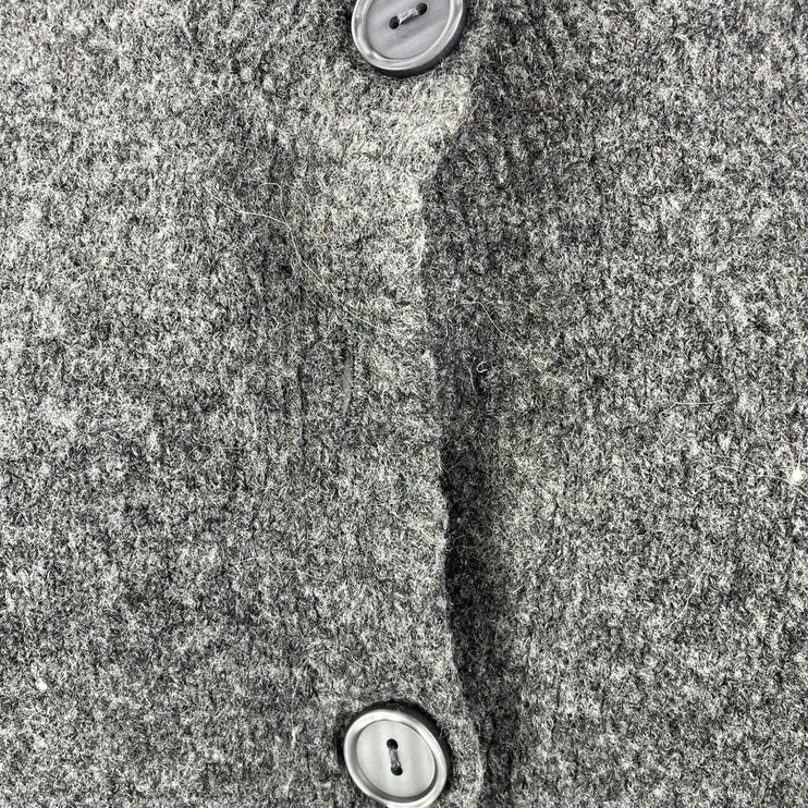 Zara Womens Dark Gray Crew Neck Cropped Long Sleeve Button Up Cardigan Sweater M