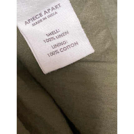 Apiece Apart Green 100% Linen Short Sleeve Ruffle A Line Wrap Maxi Dress Size M