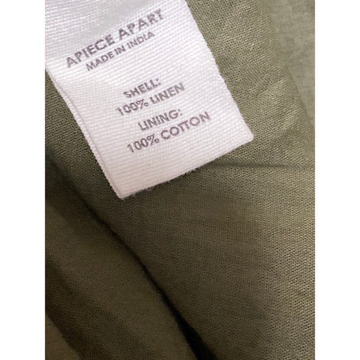 Apiece Apart Green 100% Linen Short Sleeve Ruffle A Line Wrap Maxi Dress Size M