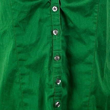 Ann Taylor LOFT Petites Green Ruched Puff Sleeve Button Down Shirt Blouse Top SP