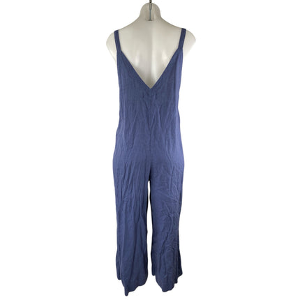 Urban Outfitters Womens Blue Sleeveless V-Neck Wide Leg Romper Jumpsuit Size S