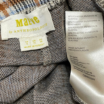 Maeve by Anthropologie Multicolor Plaid Check Pleated Wide Leg Trouser Pants 6