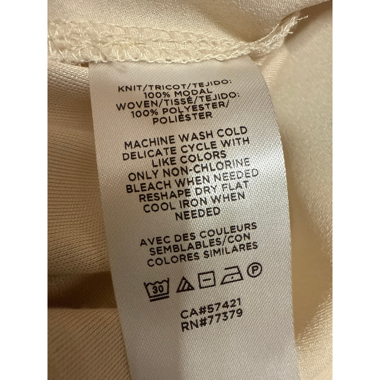 Ann Taylor Women's Cream Silky Satin Crewneck Short Sleeve Shirt Blouse Top XS