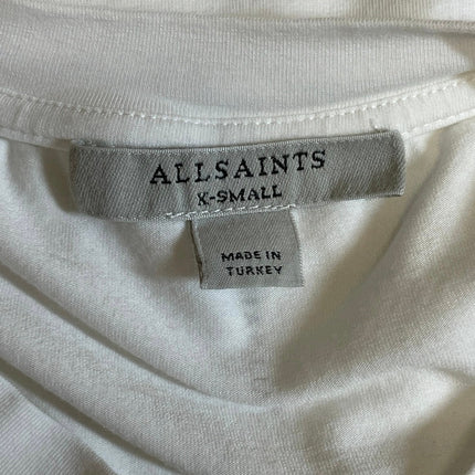 AllSaints White Sleeveless Crew Neck Ruched Knit Muscle Tee Tank Top Size XS