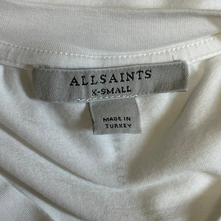 AllSaints White Sleeveless Crew Neck Ruched Knit Muscle Tee Tank Top Size XS