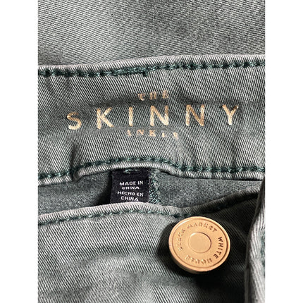 White House Black Market Women's Green Zip Cargo Crop Skinny Denim Jeans Size 2
